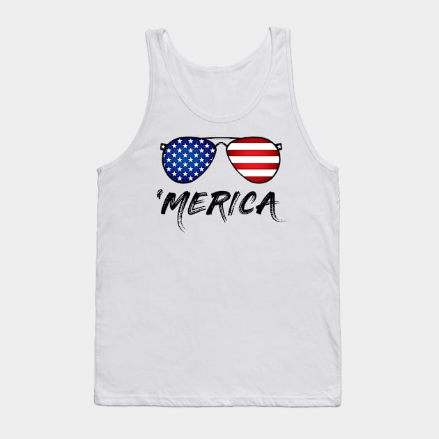 USA Patriotic Flag - Merica Sunglasses Tank Top by ZNOVANNA